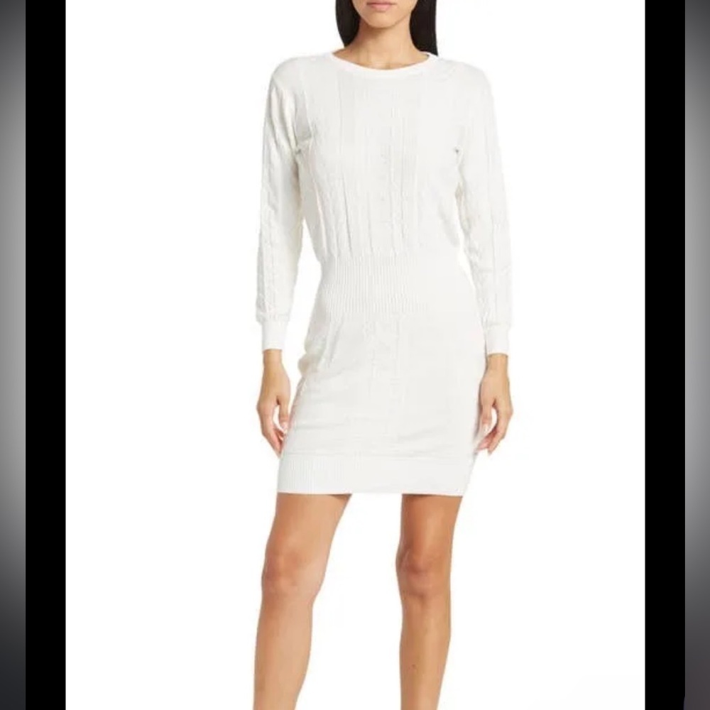NWT Area Stars Area Stars Womens Lattice Sweater Dress in Cream